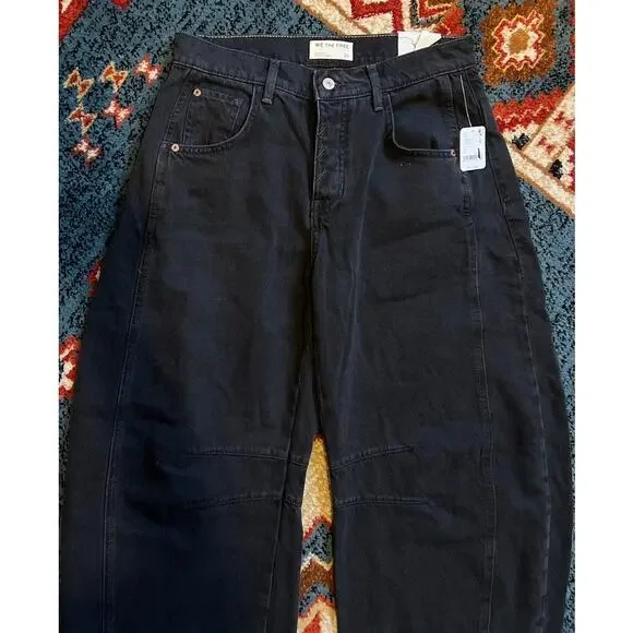 NWT We The Free Good Luck Mid-Rise Barrel Jeans Soundwave Black Size 25 - Picture 5 of 12
